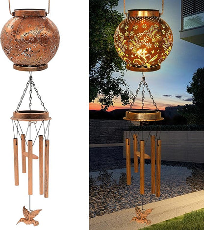 YJFWAL Hummingbird Wind Chimes for Outside, Gifts for Mothers Day Woman Mom Grandma,30" Metal Hanging Solar Lantern Wind Chimes Outdoor, Garden Decor Memorial Windchimes for Patio Porch Yard