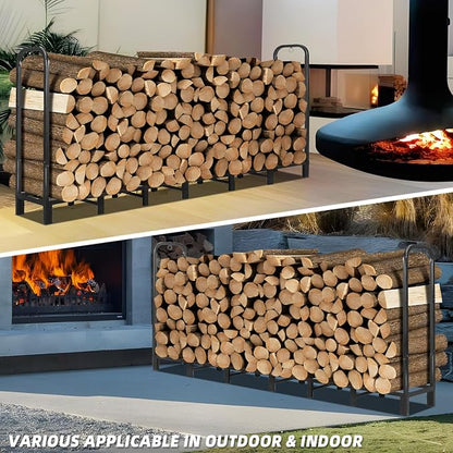 DNKMOR 8FT Firewood Rack Holder,Heavy Duty Firewood Storage Log Rack for Outdoor&Indoor,Fireplace Wood Rack for Wood Storage