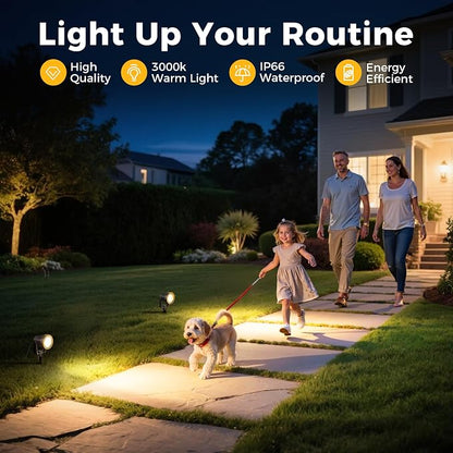 L LOHAS LED 5W Dusk to Dawn Outdoor Lighting, Auto On/Off 3000K Landscape Outdoor Spotlight, IP66 Waterproof Plug in Spot Lights for Yard, Garden, House, Pathway, Plant, UL Listed (6 Pack)