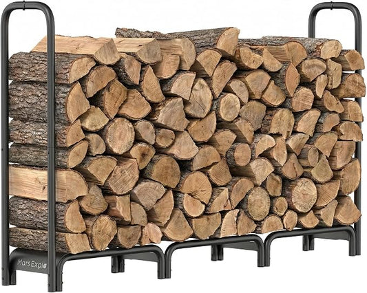 Firewood Rack 6ft, Heavy Duty Fire Wood Storage Racks for Indoor & Outdoor, Metal Log Holders for Firewood，Fireplace Wood Pile Storage Stacker Organizer, Black