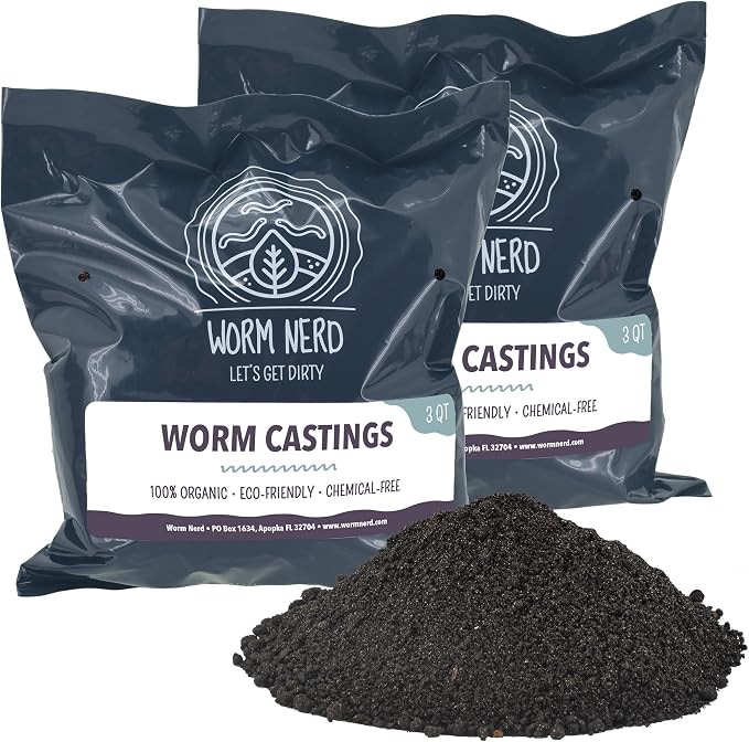 Arcadia Garden Products Worm Nerd Worm Castings, Natural Soil Additive for Lawns, Gardening and Potted Plants, 6 Quarts, Black (WN06)