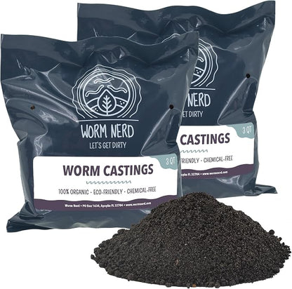Arcadia Garden Products Worm Nerd Worm Castings, Natural Soil Additive for Lawns, Gardening and Potted Plants, 6 Quarts, Black (WN06)