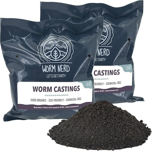 Arcadia Garden Products Worm Nerd Worm Castings, Natural Soil Additive for Lawns, Gardening and Potted Plants, 6 Quarts, Black (WN06)