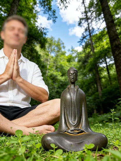 Buddha Statue - Zen Garden & Home Decor，Spiritual Meditation & Office Gift | Weather-resistant copper, ideal for zen garden, patio, study room, living room & meditation