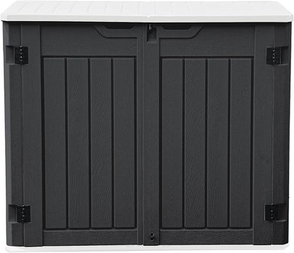 DWVO Outdoor Weather-Resistant Horizontal Storage Shed, 35 Cu Ft Capacity, Lockable and Waterproof, Suitable for Storing Garden Tools, Dark Gray