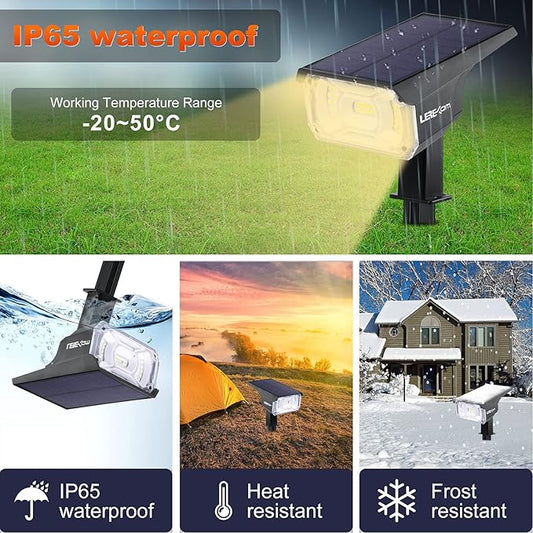 LEREKAM 40 LEDs Spotlights,IP65 Waterproof Solar Powered Landscape Spotlights 2-in-1 Wall Light, Outdoor Landscaping Lights Auto On/Off for Yard Garden 2Pack Warm-White