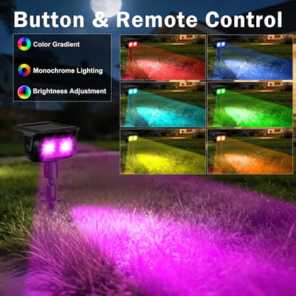 Nreonrick RGB Multicolor Solar Spot Lights 360° Adjustable Solar Lights Outdoor IP65 Waterproof with 2-in-1 Solar Powered Spotlights for Landscape Lighting for Garden,Yard,Pathway (Multi Color,4 Pack)