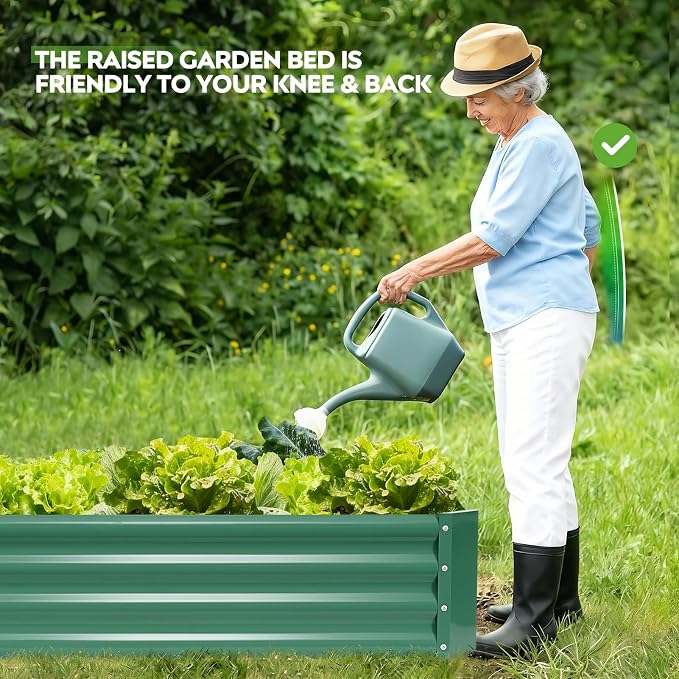 2 Pcs 4x4x1ft Galvanized Raised Garden Bed Outdoor, Metal Planter Boxes with Easy Assembly, Planter Raised Beds for Gardening, Flower, Plants, Vegetable, Herb - LotusGreen