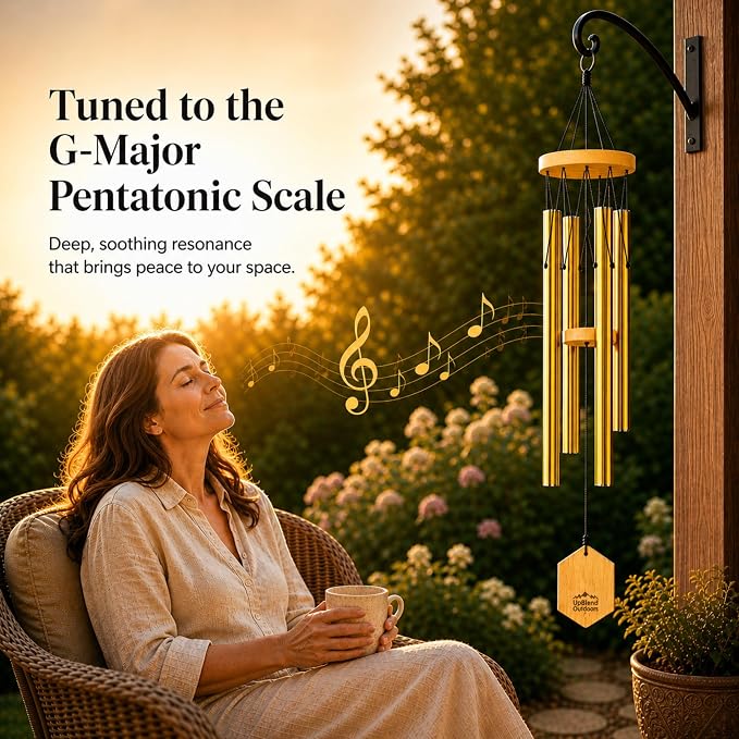 Bronze Wind Chimes for Outside, 29 Inch Hand Tuned G Major Pentatonic Wind Chime, Memorial Sympathy Gift for Loss of Loved One, Deep Tone Aluminum Bamboo Garden Patio Porch Decor
