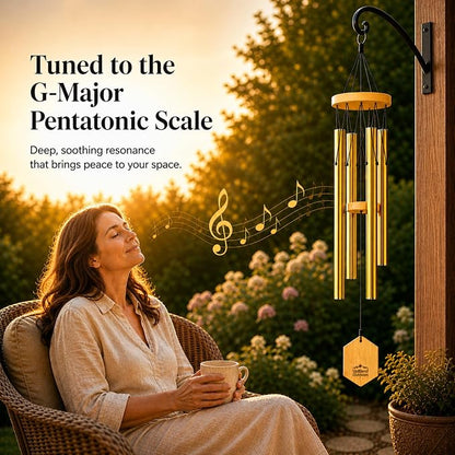 Bronze Wind Chimes for Outside, 29 Inch Hand Tuned G Major Pentatonic Wind Chime, Memorial Sympathy Gift for Loss of Loved One, Deep Tone Aluminum Bamboo Garden Patio Porch Decor