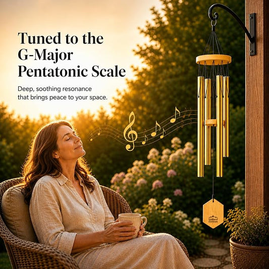 Bronze Wind Chimes for Outside, 29 Inch Hand Tuned G Major Pentatonic Wind Chime, Memorial Sympathy Gift for Loss of Loved One, Deep Tone Aluminum Bamboo Garden Patio Porch Decor