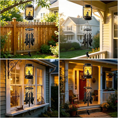 2 Pack Solar Dog Wind Chimes for Outside, Birthday Mother' s Day Gifts for Mom Women Grandma,Solar Dog Wind Chime Light Hanging Wind Chimes Outdoor,IP65 Waterproof, Yard Garden Terrace