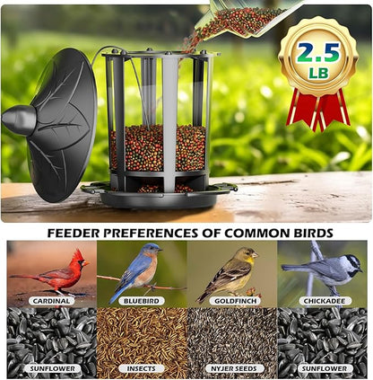 Birdream 4 Pack Bird Feeders for Outdoor Hanging, Assembly Required, 1-Min Easy Setup, Charming Castle Design, Attracting Cardinals Chickadees Goldfinches & Sparrows - Black
