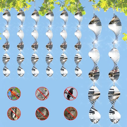 24 PCS Stainless Steel Bird deterrents for Outside,3D Wind Spinners Outdoor Bird Scarer Discs Set Pigeon Deterrent,Bird reflectors to Keep Birds Away Woodpecker Deterrent for House,Crow Deterrent