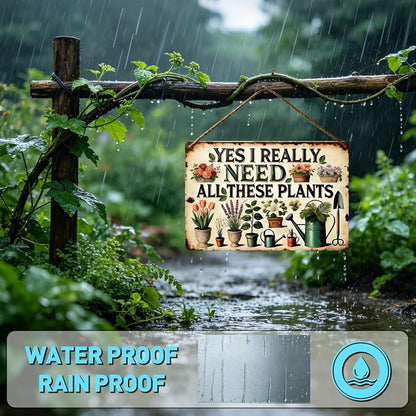 Funny Garden Metal Signs, Vintage Outdoor Wall Decor 8x12 Inch | I Really Need All These Plants, Weatherproof Aluminum Sign for Patio Yard Greenhouse, Gift For Gardeners