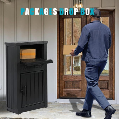 LHBGO Package Delivery Box for Outside, Outdoor Storage with Lockable Secure, Anti-Theft Parcel Drop Boxes Outdoor Package Delivery and Waterproof for Porch, House, Curbside