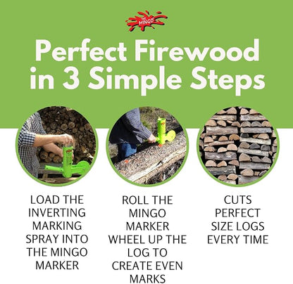 THE MINGO Ultimate Firewood Measuring Tool - Chainsaw Fire wood Marking Tool With Marking 14" Wheel - Log Paint Marker -Measuring Accessory For Chainsaw - Logging Accessory