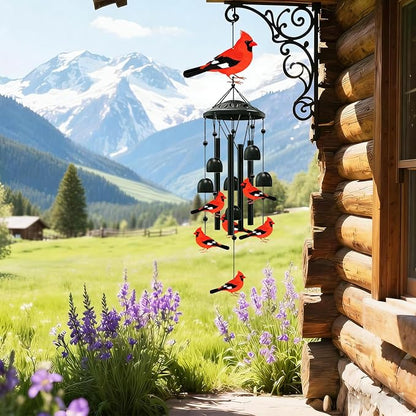 Memorial Wind Chimes Cardinal Gifts for Women Small Wind Chimes for Outside Metal Yard Art Garden Decor Sympathy Gifts for Loss of Loved One-1PCS