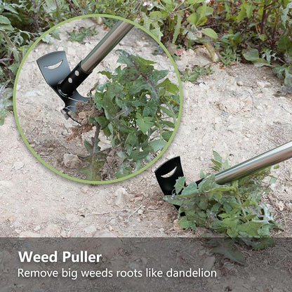 Mitclear Weed Remover Tool with Long Handle(58IN), 2-in-1 Hand Weed Puller with Rake & Garden Hoe Combo for Gardening, Manual Weeding Tools for Gardens, Yards, Patios, Lawns, and Paved Areas