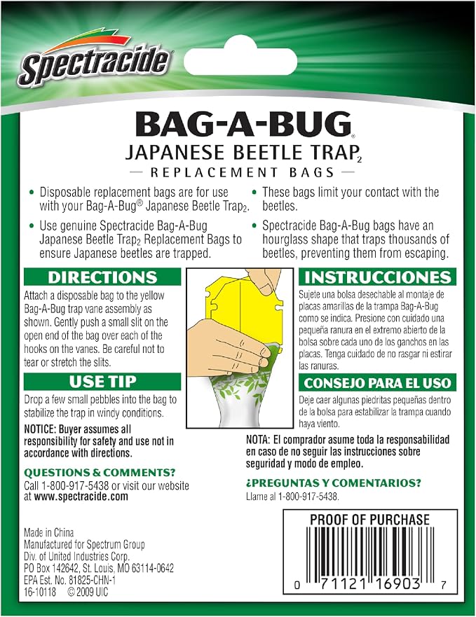 SpectracideBug Japanese Beetle Trap Disposable Bags, 6 Count (Pack of 12)