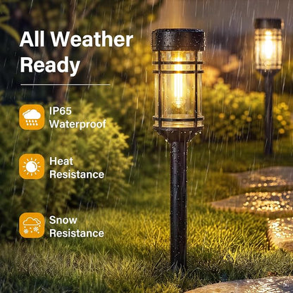 Ollny Solar Pathway Lights Outdoor 6 Packs, Solar Garden Lights IP65 Waterproof, LED Solar Powered Path Light Auto On/Off, Landscape Lighting for Yard Walkway Driveway Porch Outside Decor