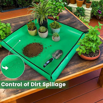 HNXTYAOB Repotting Mat for Indoor Plant Transplanting and Mess Control 27"x 27" Thickened Waterproof Potting Tray Foldable Succulent Potting Mat Portable Gardening Mat Garden Gifts for Women & Men