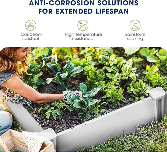 PASAMIC 8x4x1ft Vinyl Raised Garden Bed, Rust-Proof Outdoor Planter Box for Gardening, Durable Raised Plant Box with Open Bottom, DIY Above Ground for Fruit, Vegetables, Herbs