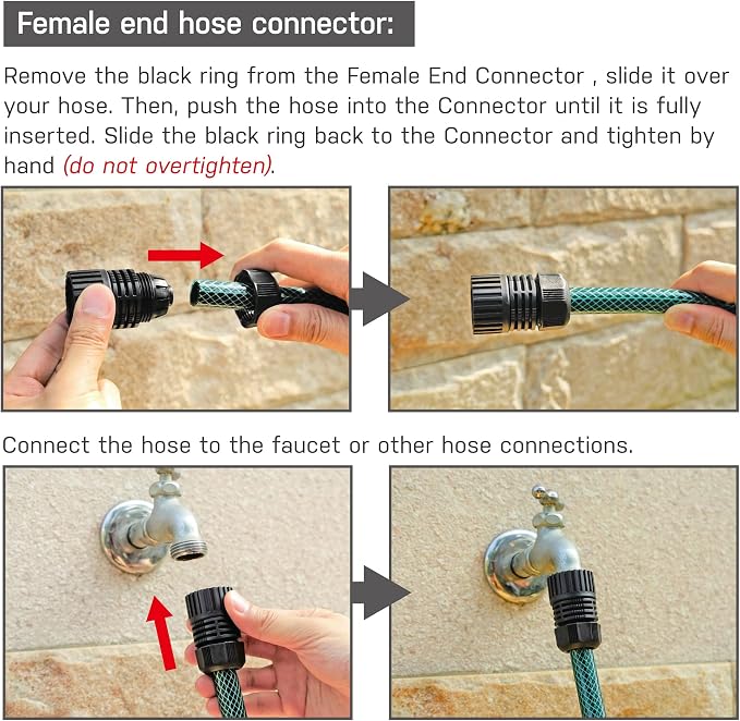 Eden DIY Garden Hose and Faucet Connector - 10-Piece Set (Model#99910), Red, Black