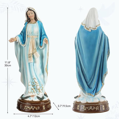 12" H Virgin Mary Staue Catholic, Blessed Mother Mary Statue, Our Lady of Grace Nativity Figurines Church Altar Home Holiday Decor, Inspiring Christmas Decor or Gift for Peace & Love