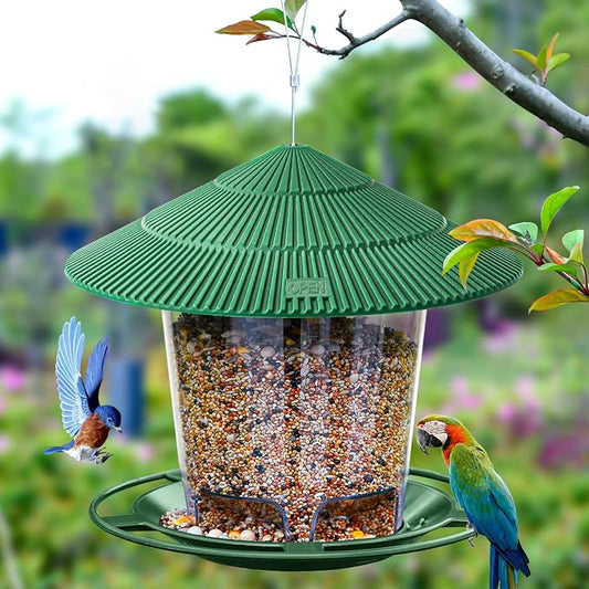 Hanizi Bird Feeder Outdoor Hanging for Wild Bird Seed, Green
