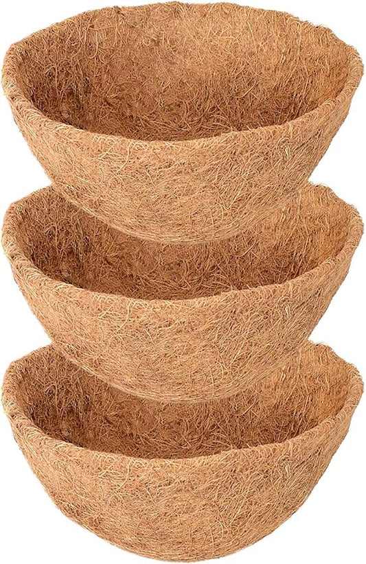 Legigo 3 Pack 12 Inch Hanging Basket Coco Liners Replacement, 100% Natural Round Coconut Coco Fiber Planter Basket Liners for Hanging Basket Flowers/Vegetables