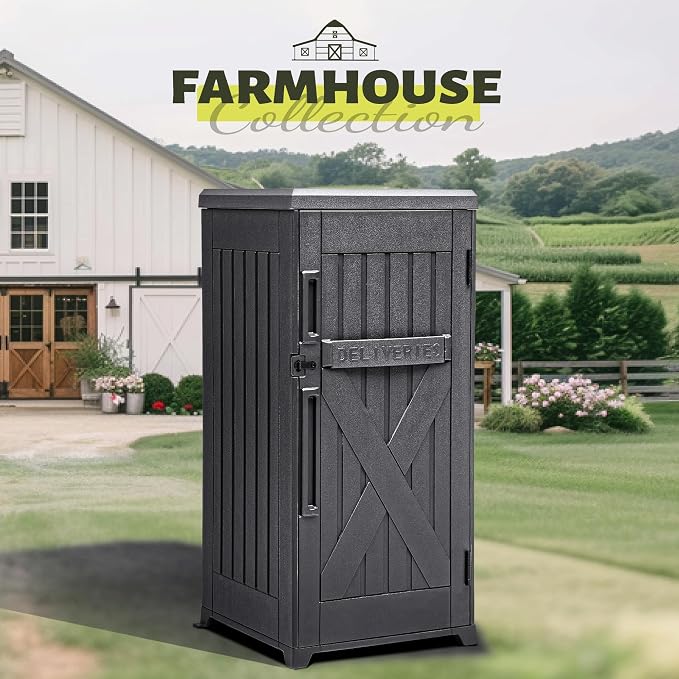 YITAHOME 60-Gallon Secure Package Delivery and Storage Box | Double-Wall Resin, Weatherproof, for Outdoor Use, Curbside or Porch, 8.5 Cubic Feet, Gray