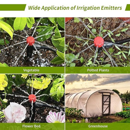 Drip Emitters for 1/4" Drip Irrigation Tubing 25 pcs Drip Irrigation Emitters with Lock Barbed 360 Degree Adjustable Water Flow Irrigation Sprinkler Heads for Garden Plants Flower