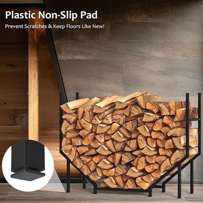 CADUKE 3.2ft Firewood Rack Indoor, Log Holder with 500 LBS Capacity for Fireplace & Backyard Fire Pit, Heavy Duty Metal Wood Racks Outdoor for Firewood