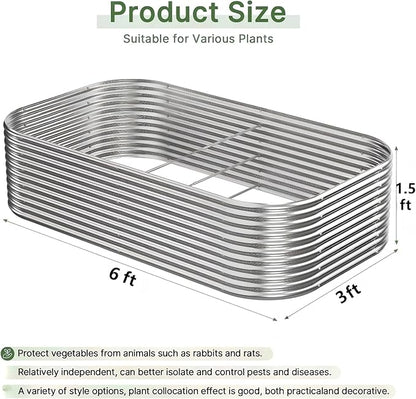 2 Pack Tall 6x3ft Galvanized Raised Garden Bed Outdoor, Metal Garden Bed for Vegetables, Above Ground Garden Box for Flower, Steel Raised Beds for Gardening