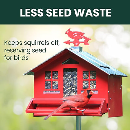 Perky-Pet Squirrel-Be-Gone II Country Style Bird Feeder, 8 lb Seed Capacity | Weight-Activated, Squirrel Proof, Metal Construction, Rust Resistant, Locking Lid, Removable Roof, Adjustable Settings, 338