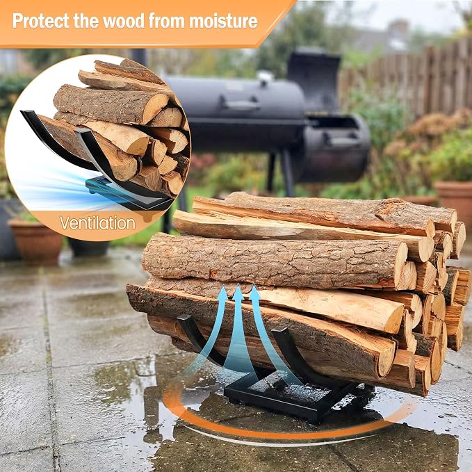 Heavy Duty Firewood Rack Outdoor: 22 Inch Logs Holder for Indoor Fireplace Metal Wood Storage Stacker Organizer, Rust-resistant Fire wood Rack for Backyard Patio Fire Pit