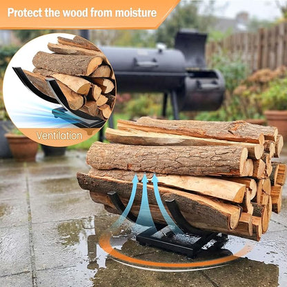 Heavy Duty Firewood Rack Outdoor: 22 Inch Logs Holder for Indoor Fireplace Metal Wood Storage Stacker Organizer, Rust-resistant Fire wood Rack for Backyard Patio Fire Pit