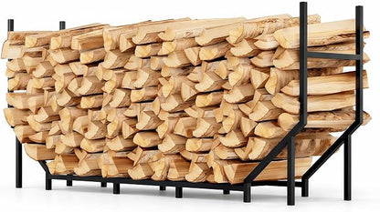 6 ft Firewood Rack Outdoor, Heavy Duty Metal Fire Wood Rack for 880LBS Capacity, 1/4 Cord Log Holder with 12 Support Legs for Patio, Porch and Indoor Fireplace