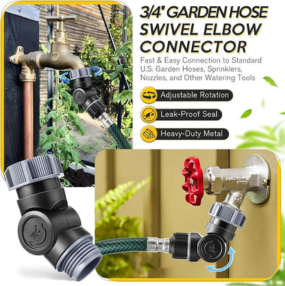 Outdoor Faucet Extender, 3/4" Garden Hose Swivel Connector with 180° & 360° Rotation, Water Spigot Extender Hose Adapter for Outdoor Faucet,Garden Hoses,Sprinkler,RV & Irrigation(Black & Gray,1 Pack)