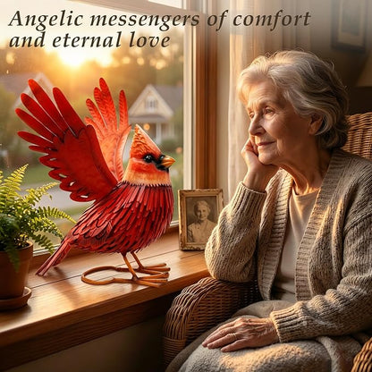 Nacome Cardinal Garden Decor Metal Yard: Art Outdoor Sculptures & Statues Large Red Bird Ornaments for Patio Balcony Front Backyard - Valentines Day Gifts for Her Wife Women Mom Grandma Birthday