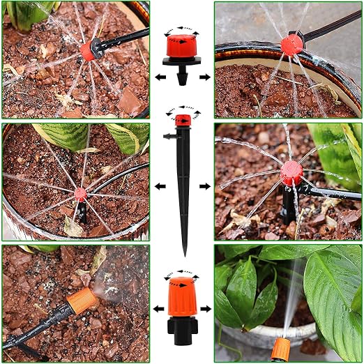 Drip Irrigation System, 100FT Drip Irrigation Kit for Garden - 50FT Main & 50FT Branch Tubing, Adjustable Nozzles for Drip or Mist Cooling, Irrigation System for Garden, Lawn, Patio, Raised Bed