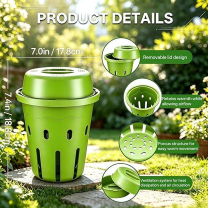 Mini Inground Worm Composter, 3L Underground Worm Farm with Aeration & Animal-Proof Lid, Organic Vermicomposting Container for Garden, Raised Beds & Yard, Easy for Beginners, Green