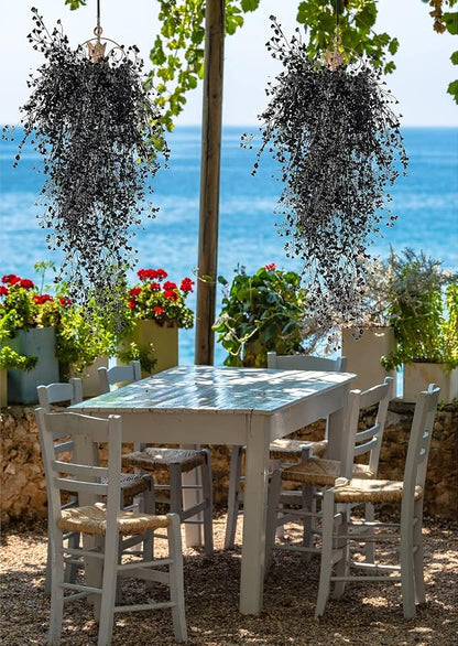 RECUTMS Artificial Hanging Plants 4Pcs Faux Hanging Vines Black Faux Ivy Vines Flowers Halloween Thanksgiving Decoration Indoor Outdoor Garden Wedding Balcony Room Decor (Black)