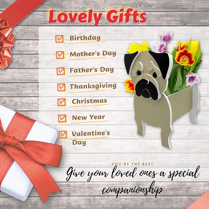Pug Dog Planter Pots, 9.45 x 7.17 x 10.87 Inches | Dog Flower Pot, Cute Animal Shaped Plant Pot, Gifts for Women & Pet Lovers, Indoor Outdoor Garden Home Office Decor