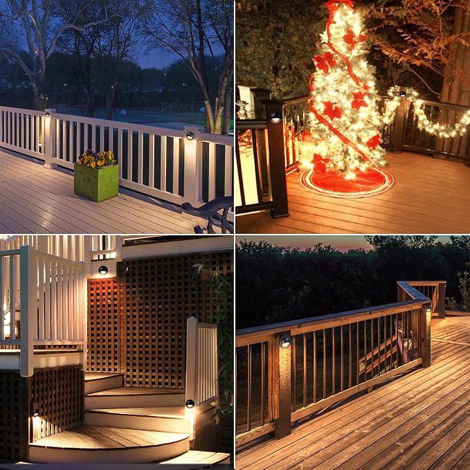 LEONLITE 12-Pack 5CCT 3.74inch Low Voltage LED Deck Lights, Black | 180LM, 12-24V AC/DC, CRI90, UL Listed, Die-cast Aluminum Housing, Frosted Glass Lens, 1800K/2700K/3000K/4000K/5000K