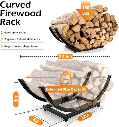 Heavy Duty Firewood Rack Outdoor: 22 Inch Logs Holder for Indoor Fireplace Metal Wood Storage Stacker Organizer, Rust-resistant Fire wood Rack for Backyard Patio Fire Pit