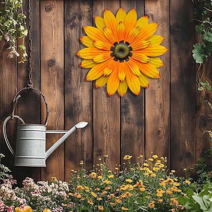 AHYS Metal Sunflower Wall Decor Indoor Outdoor Metal Wall Art for Garden Home Farmhouse Living Room Bedroom Bathroom Decorations