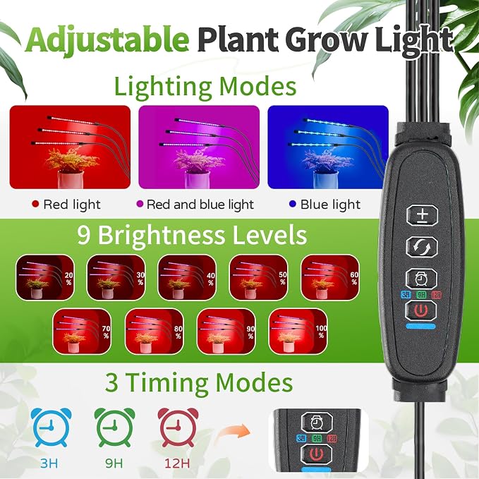 Mini Greenhouse with Grow Light, 25.6"x15.7"x20" Hard-Shell Indoor Tabletop Greenhouse for Seed Starting, Smart 3-Head Full Spectrum Plant Light with Timer, Crystal Clear Plant Nursery Kit