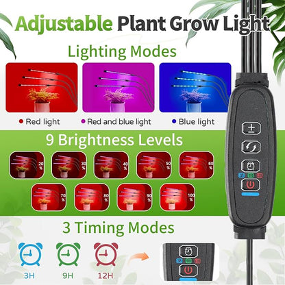 Mini Greenhouse with Grow Light, 25.6"x15.7"x20" Hard-Shell Indoor Tabletop Greenhouse for Seed Starting, Smart 3-Head Full Spectrum Plant Light with Timer, Crystal Clear Plant Nursery Kit